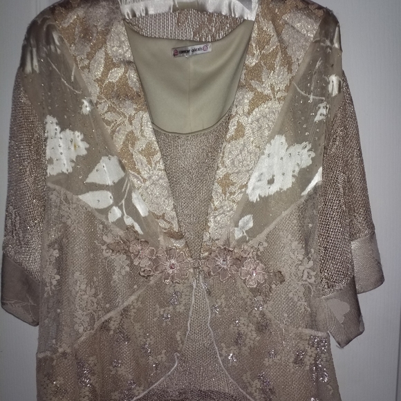 SPENCER ALEXIS 2PC CREAM BEIGE & GOLD METALIC - Picture 6 of 7